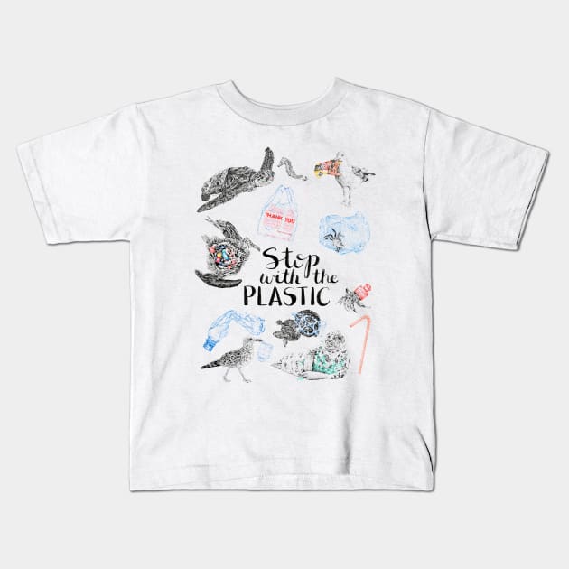 Stop With The Plastic Kids T-Shirt by Elizabeth Weglein Art